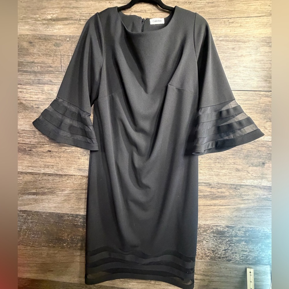Calvin Klein Black Dress with Ruffle Sleeves - Picture 1 of 9